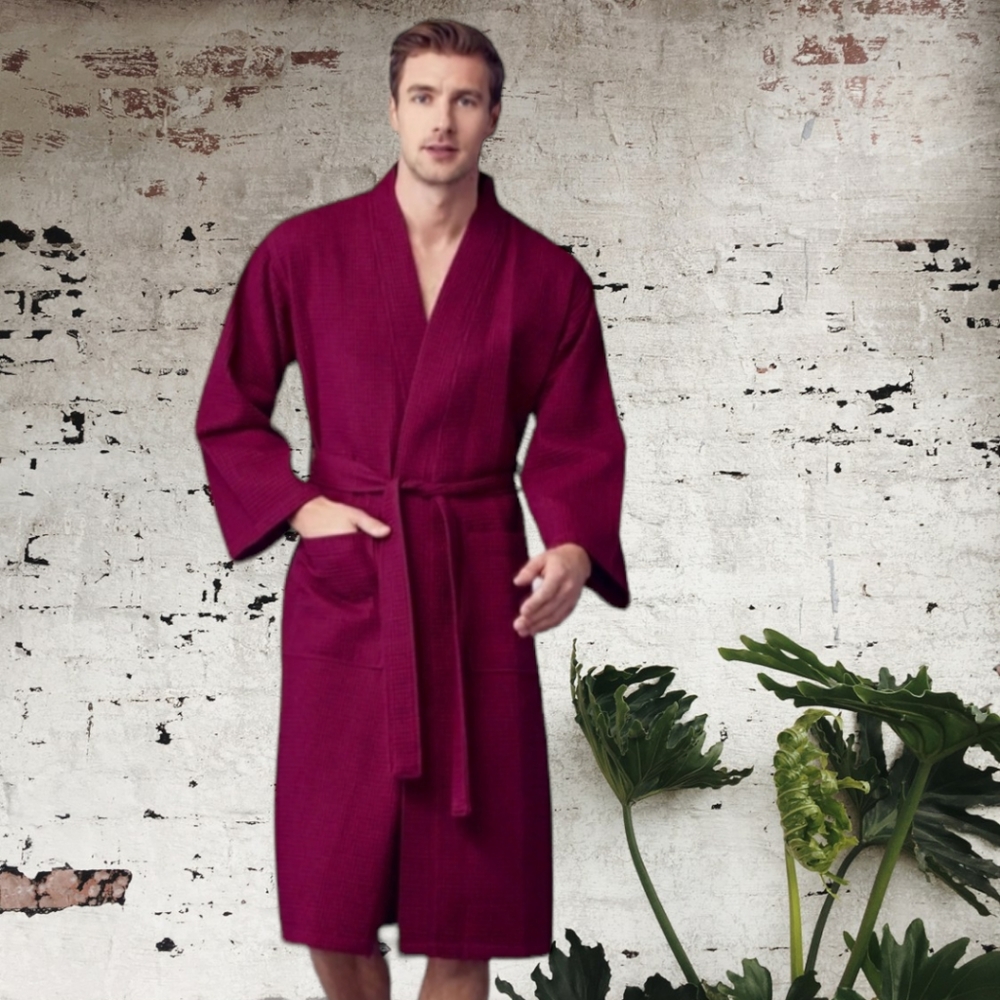 WAFFLE KIMONO SPA BATHROBE & SLIPPERS FOR MEN - ABSORBENT |💡Christmas Gift! 🎁